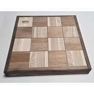 Konyhai vágódeszka 370x370x45 mm MOZAIK betétes fekete dió szegélyes