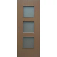 Beltéri ajtó dekorfóliás diófa szín  75x210x 8 cm 3 üv E jobbos ÍV21 elegáns íves tokkal