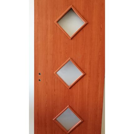 Beltéri ajtó  dekorfóliás cseresznye szín  90x210 cm közép üveges  jobb JW 25 BT BLOKK TOKKAL