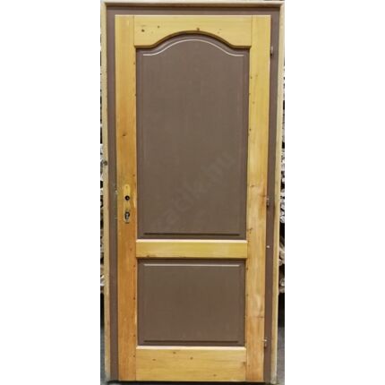 Beltéri ajtó lucfenyőfa 2 kazettás íves 100x215 cm BONTOTT tele jobbos 4. sz.