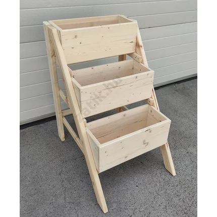 Virágláda fenyő 550x850x750 mm 3 polcos vírág tartó állvány