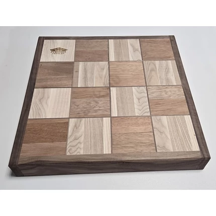 Konyhai vágódeszka 370x370x45 mm MOZAIK betétes fekete dió szegélyes