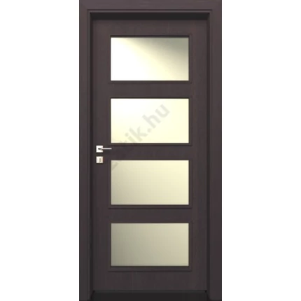 Beltéri ajtólap dekorfóliás 644x2035 mm jobbos 4 üveges wenge színű TOK NÉLKÜL