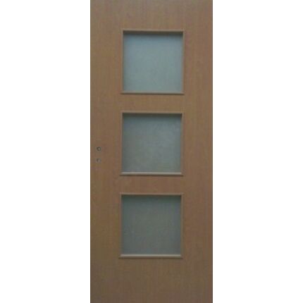 Beltéri ajtó dekorfóliás diófa szín  75x210x 8 cm 3 üv E jobbos ÍV21 elegáns íves tokkal
